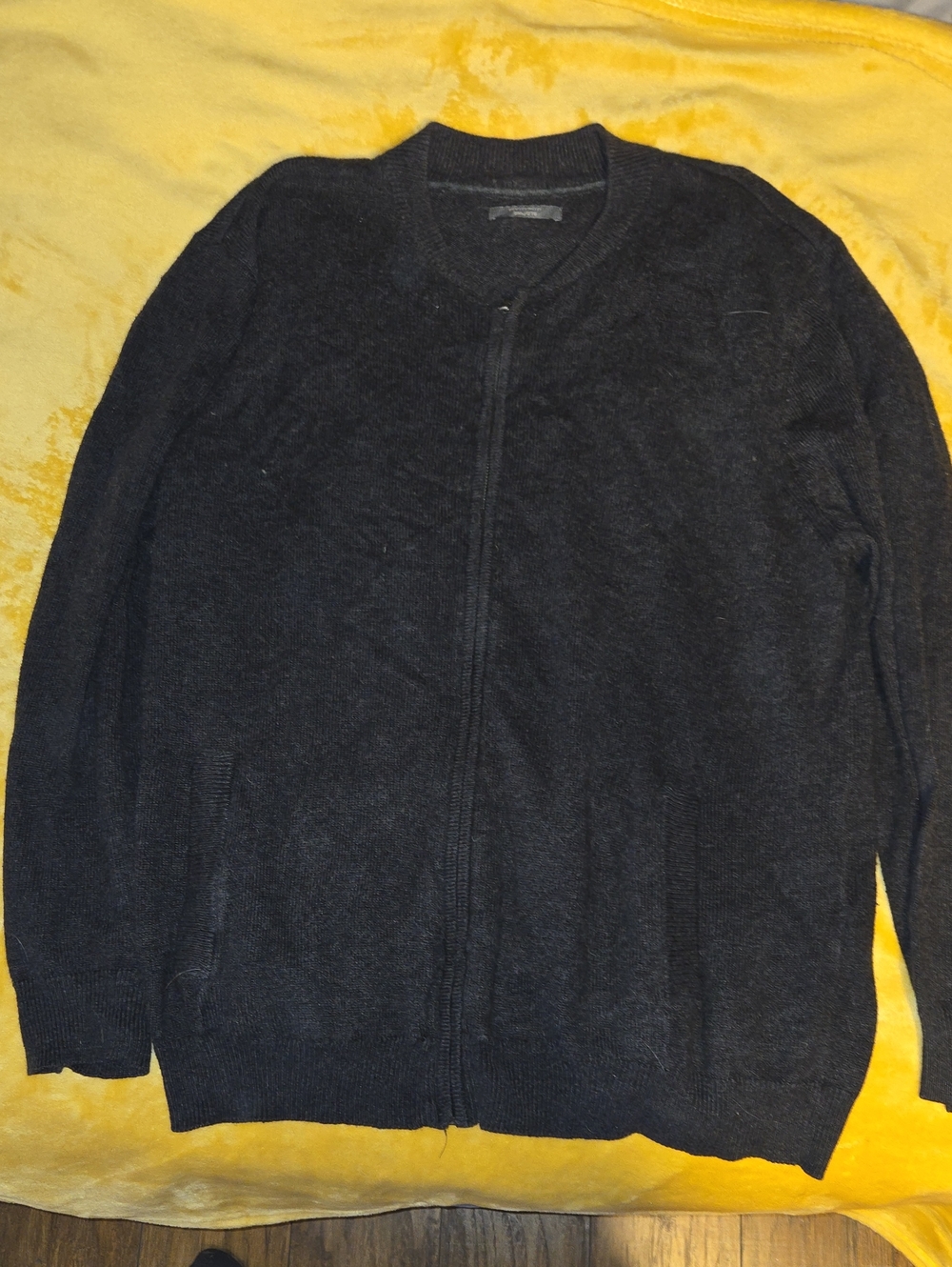 Denver Hayes Black Full‑Zip Knit Sweater
